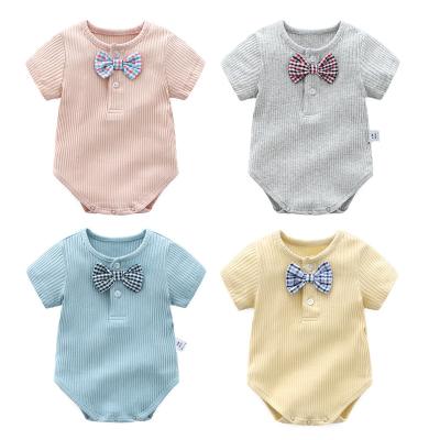 China Breathble Baby Onesie Treasure Mine Band Baby Romper Triangle Bag Pet Clothes Comfortable Short Sleeve Male Candy Color Romper for sale