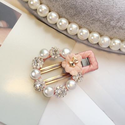 China Wholesale Red Rhinestone Sexy Hairpin Pearl Clip Net Red Side Bangs Clip Hair Accessories Dongdamen Platypus Clip for sale