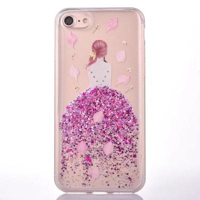 China Soft TPU Glitter Fall Princess Dress Girl Back Cover Cell Phone Case For iPhone 7 6s Plus for sale