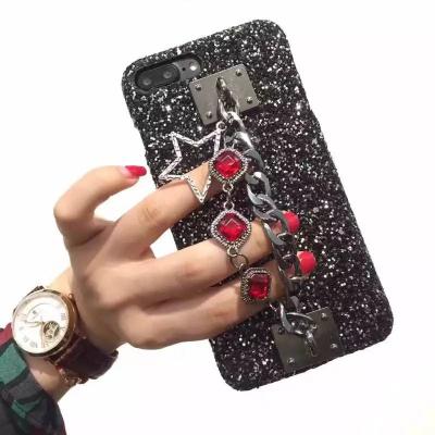 China Black Noble Flash Metal Buckle Gemstone Chain Star Strap Cell Phone Case Cover for iPhone 7 6s Plus for sale