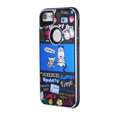 China Plating Cat Pattern Combo English Word Graffiti Cell Phone Case Cover for iPhone 7 6s Plus for sale