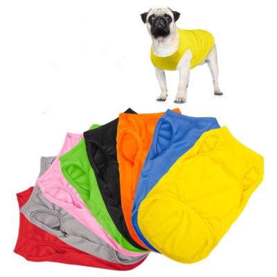 China Stocked Basic Style Pet Summer Clothes Colorful Simple Cotton Dog Shirt Dog Vest for sale