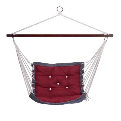 China Modern Outdoor Garden Patio Leisure Cotton Rope Hammock Hanging Swinging Chair With Armrest for sale