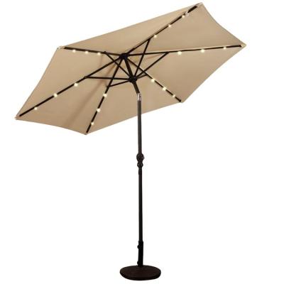 China Modern Clamp 18 LED Umbrella Outdoor Patio Garden Parasol With Crank Tilt for sale