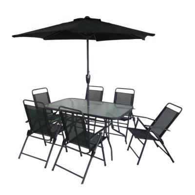 China Outdoor Weather Furniture 7pcs Outdoor Table Chair With Umbrella RL5047-22&RL3040-10&RL4004-13 for sale