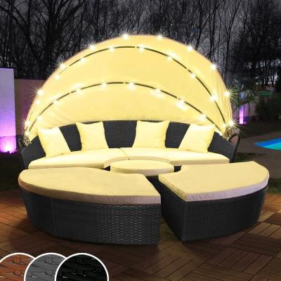 China Outdoor Weather Furniture Rattan Garden Day Beds With LED Lights RLF-00088A for sale