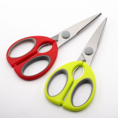 China Support OEM Plastic Handle Scissors Safety Stainless Steel Universal Kitchen Multifunctional Cutting Scissors for sale