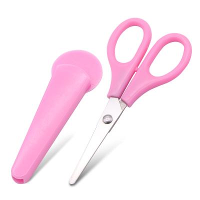 China Student Scissors Small Household Cartoon Kitchen Scissors Plastic Children With Cover Trick School Student Blunt Paper Cutting Scissors Set for sale