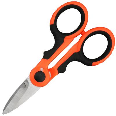 China ELECTRICIAN'S SCISSORS Fishing Fiber Optic Scissor For Cutting Anti-Slip Stainless Steel Braid Edge Tape Electrician Tools For Tape for sale