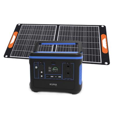 China KUMA New Arrival 600W Wireless Charging Portable Solar Power Station With Completed Panel Set Solar Power System for sale