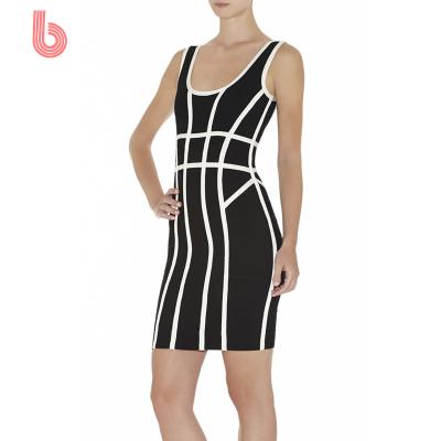 China BOYASH Mini Tank Striped Bodycon Contrast Bandage Sporty Solid Top Anti-static Anti-Static Sexy Dress for sale