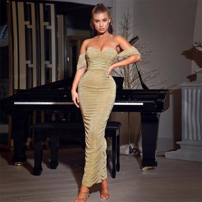 China Fashion Breathable Women Hollow Out V Neck Cut Out Even Dress Slit Off The Shoulder Satin Evening Dresses Vestido De Fiesta Barato for sale