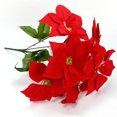 China High Quality Home Flower Poinsettia Christmas Decorations Christmas Decoration Poinsettia Artificial Flower for sale