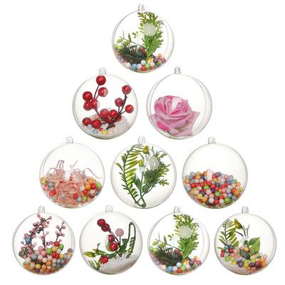 China Decoration Ornaments Durable Transparent Open Plastic Bauble Ornament Christmas Ornaments Transparent Ball Christmas Ball for sale