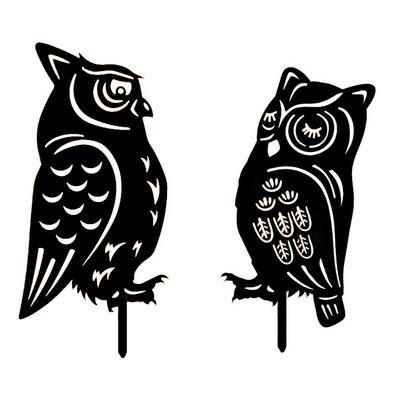 China Durable High Quality Acrylic Black Outdoor Ornaments Garden Decor Hollow Out Home Ornaments Owl Decoration for sale