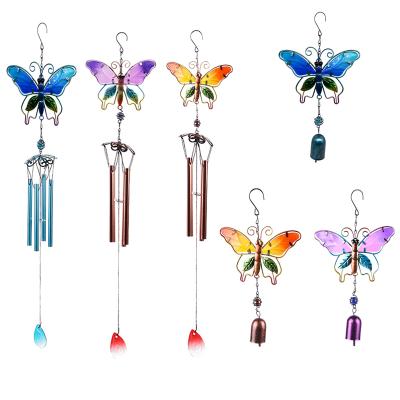 China Durable Butterfly Wind Rings Iron Crafts Home Accessories Decoration Rings Colorful 3D Wind Bells Butterfly Wind Chimes for sale