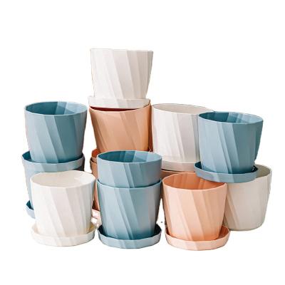 China New Simple Style Nordic Decorative Modern Indoor Durable Plastic Pot With Tray Fleshy Flower Pot Resin Plant Pot for sale