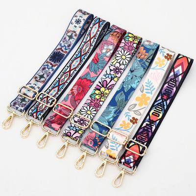 China High Quality Durable New Style Flower Print Purse Straps Adjustable Cross - Body Shoulder Belts Woven Bag Strap for sale