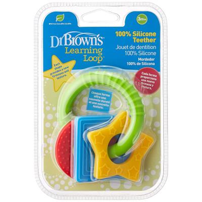 China Dr. Brown's Learning Loop Infant Teether Helpfully Wash Baby With Design Multi-Textured Silicone Baby Teether Funny Babi for sale