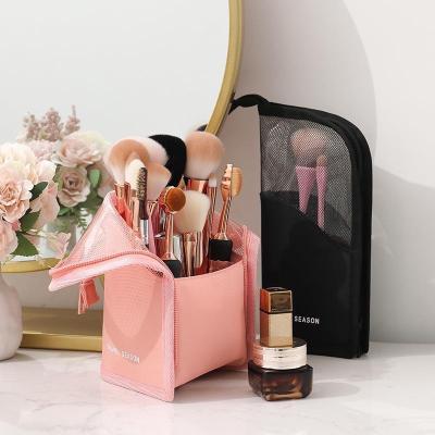 China Women Clear Toiletry Bag Lipstick Storage Organizer Travel Makeup Brush Holder Makeup Organizer Zipper Cosmetic Bag Holder Fashion for sale