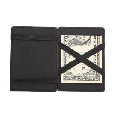 China PU Designer Wallets Unisex Minimalist Magic Wallet Smart Vegan Leather Fancy Wallets Card Holder With Elastic Band for sale