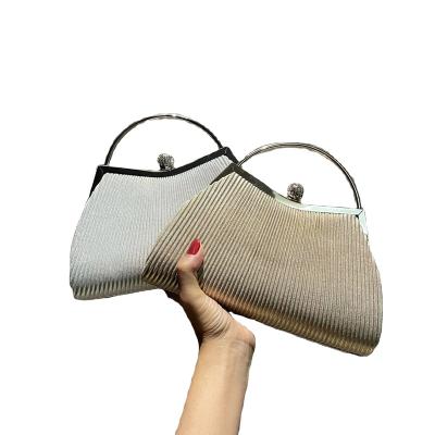 China Wholesale Evening Clutch Bag Wedding Bag Party Bag Designer Metal Frame Pleat Bag Clutch Bag Evening Clutches Luxury Wedding Party Bag For Women for sale