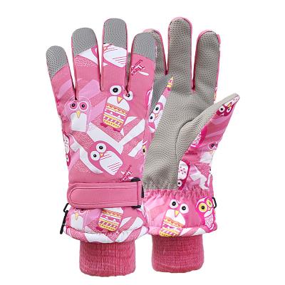 China Snow Ski Gloves With Children Warm Fleece Striped Winter Gloves Non-slip Waterproof Windproof Waterproof For Skiing for sale