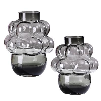 China Art Deco Scandinavian Handmade Balloon Bubble Shape Light Luxury Ornaments Transparent Flowers Hydroponic Glass Vase for sale