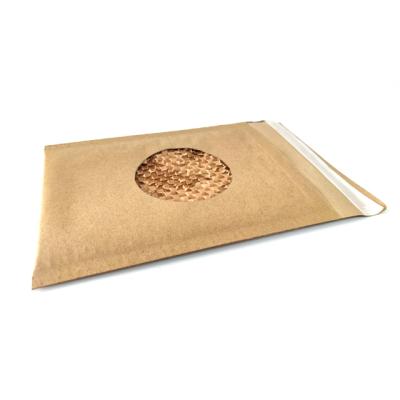 China Recyclable Logistics Transports Express Packaging Kraft Paper Honeycomb Cushioned Envelope Bags for sale