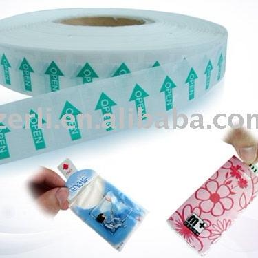 China waterproof labels/resealable stickers/waterproof adhesives for pocket tissue or napkins or sanitary napkins for sale