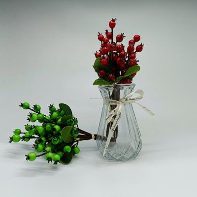 China Home Decor Faux Red Wine Blueberry Red Fruit Bouquet Wedding Party Shop Christmas Decoration for sale