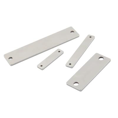 China Stainless Steel Rectangle Stamping Blank Bar Connectors With 2 Holes Charm Diy Pendant For Necklace OEM for sale