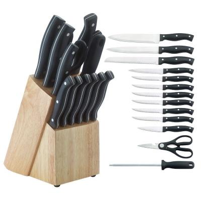 China Cheap Sustainable 13 Pieces Best Kitchen Stainless Steel Knife Set With Wooden Block for sale