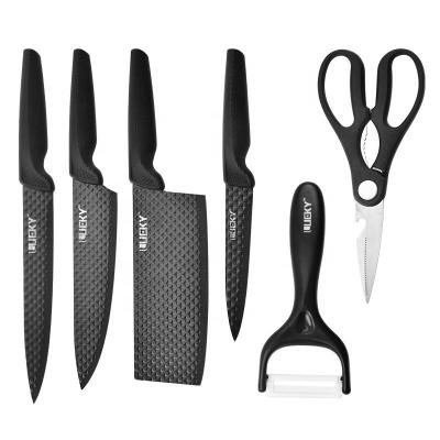 China 6pcs Sustainable Home Kitchen Knife Set With Leather Handle for sale