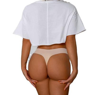 China Traceless Antibacterial Female Panties Wholesale New Arrival Waist Wire Thong Bottom Laser Cut Underwear Seamless Thong for sale