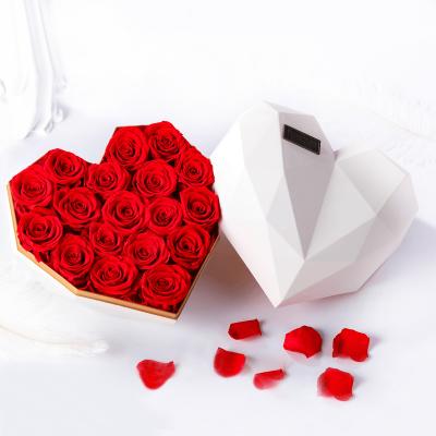 China Recyclable Valentine's Day Preserved Roses In Heart Box New Design L Heart Shaped Box For Gift for sale