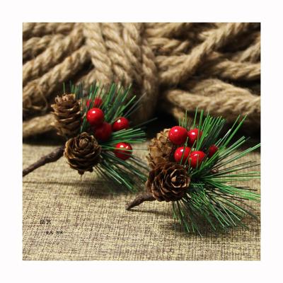 China Holiday Decoration Artificial Christmas Pine Needle Pine Cones For Gift Box Ornaments Winter Christmas Tree Decor for sale