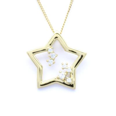 China Real CLASSIC Wholesale 18K 14K 9K Yellow Gold Star Pendant Natural Diamond Trendy Star Necklace For Women for sale