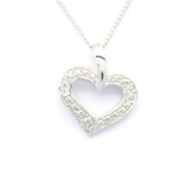 China Jewelry Design 8K 14K 9K White Gold Fine Natural Diamond Open Heart Necklace CLASSIC For Girlfriend for sale