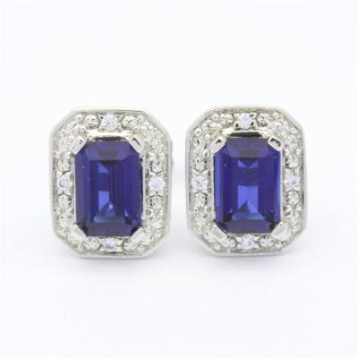 China CLASSIQUE 2022 Fashion Trend Jewelry 18K 14K 9K White Gold Emerald Sapphire Gemstone Earrings for sale