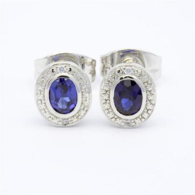 China CLASSIC 18K 14K 9K White Gold Natural Sapphire Jewelry Accessories Earrings For Women for sale