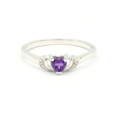 China CLASSIC Heart Amethyst 18K 14K 9K Fancy PS Ring White Gold Anniversary Engagement Gift For Women for sale