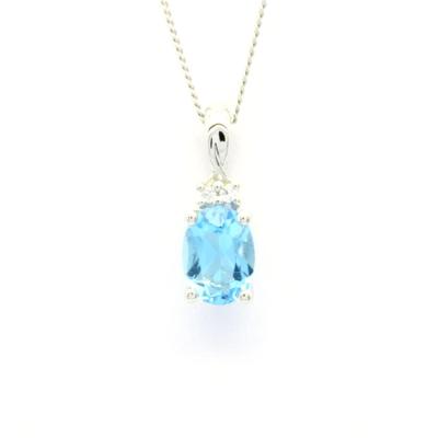 China CLASSIC Blue White Gold Classic Pendant Designer Gift Topaz Diamond 18K 14K 9K Oval Stone for Women for sale