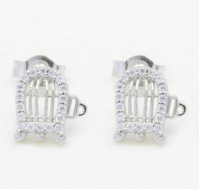 China 2022 Best 925 Trendy Sale Fashionable Christmas Birdcage Silver Cute Earrings for sale