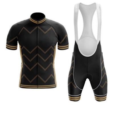 China Breathable Custom Black Cycling Jersey Top And Bib Cycling Shorts Set Mens Clothes for sale