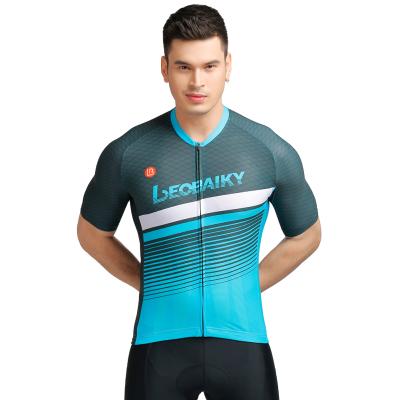 China Breathable No MOQ Blue Black Short Sleeve Bike Cycling Jersey Top Men for sale