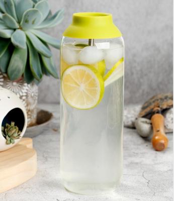 China Sustainable Borosilicate Glass Water Heat Resistant 800ML Carafe With Stainless Steel Filter And Lid for sale