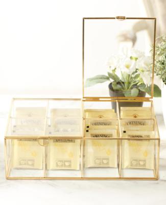 China DIVIDED SECTIONS of Glass Storage Tea Bag Organizer 8 SECTIONS with Metal Frame for sale