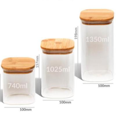 China Sustainable Hot Sales Adjust Shape Glass Storage Container With Stackable Bamboo Lid for sale