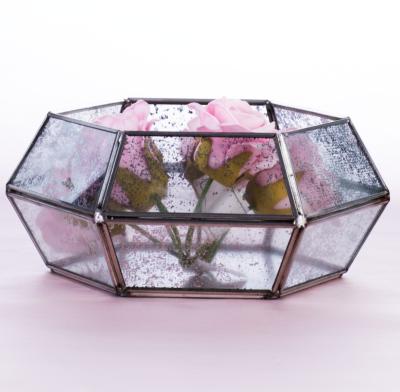 China Europe Mini Greenhouse Handmade Geometric Glass Flower House with Metal Frame for Home Decoration and Wedding for sale